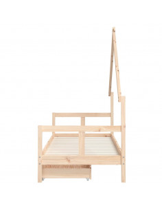 Giroletto Bambini con Cassetti 80x200 cm Legno Massello di Pino 2