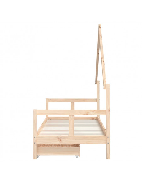 Giroletto Bambini con Cassetti 80x200 cm Legno Massello di Pino