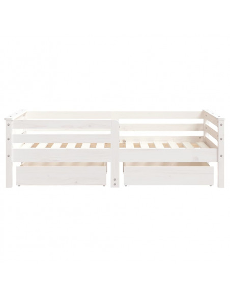 Giroletto Bambini con Cassetti Bianco 70x140cm Massello di Pino