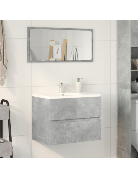 Armadietto da Bagno Grigio Cemento 60x38,5x45cm in Truciolato