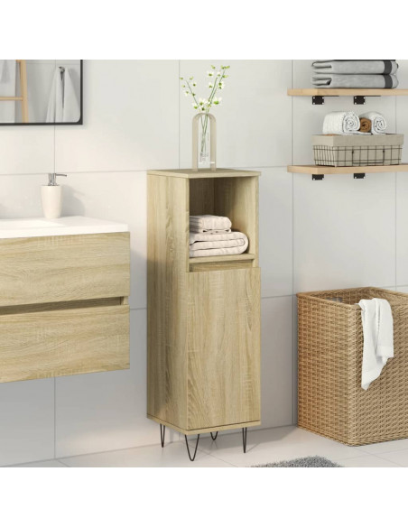 Armadietto da Bagno Rovere Sonoma 30x30x100cm Legno Multistrato