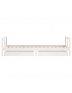 Giroletto Bambini con Cassetti Bianco 80x200cm Massello di Pino 2