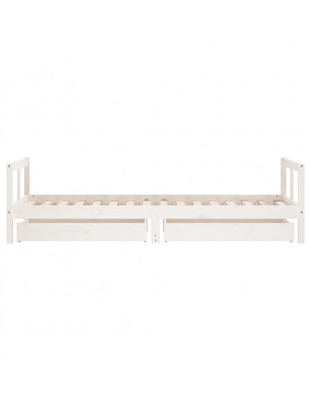 Giroletto Bambini con Cassetti Bianco 80x200cm Massello di Pino
