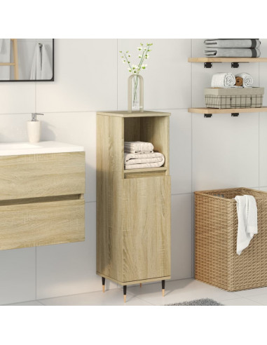 Armadietto da Bagno Rovere Sonoma 30x30x100cm Legno Multistrato