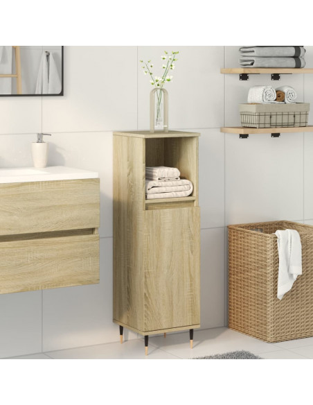 Armadietto da Bagno Rovere Sonoma 30x30x100cm Legno Multistrato