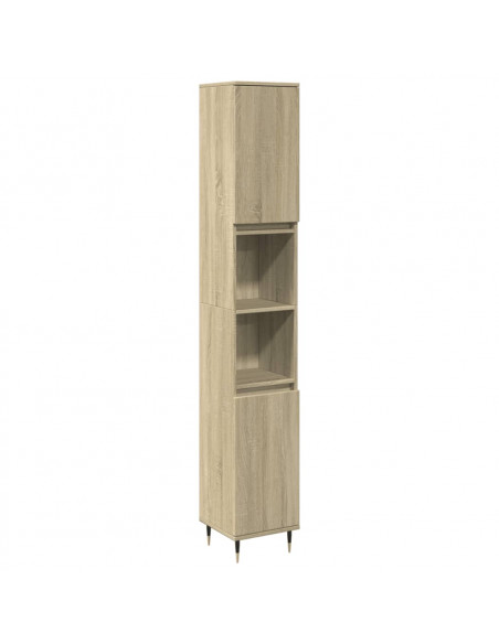 Armadietto da Bagno Rovere Sonoma 30x30x190cm Legno Multistrato