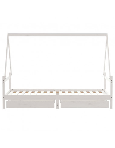 Giroletto Bambini con Cassetti Bianco 90x200cm Massello di Pino
