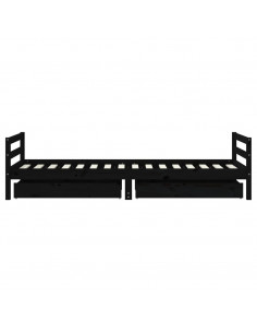 Giroletto Bambini con Cassetti Nero 80x200cm Massello di Pino 2
