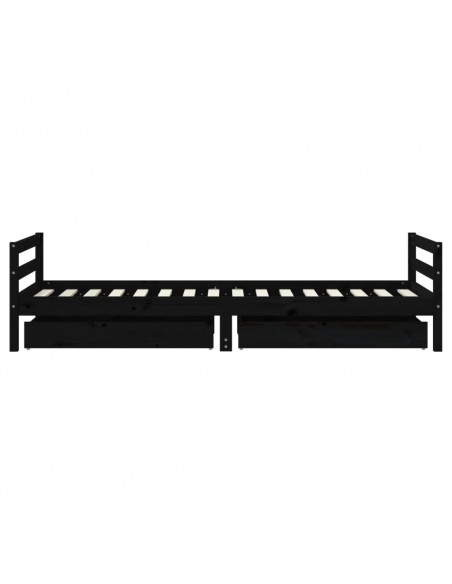 Giroletto Bambini con Cassetti Nero 80x200cm Massello di Pino
