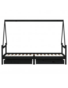 Giroletto Bambini con Cassetti Nero 80x200cm Massello di Pino 2