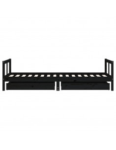 Giroletto Bambini con Cassetti Nero 80x200cm Massello di Pino 2