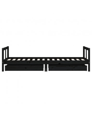 Giroletto Bambini con Cassetti Nero 80x200cm Massello di Pino