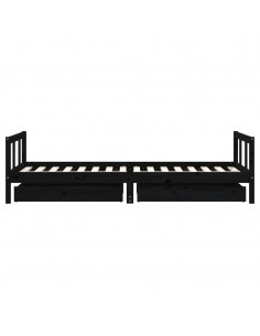 Giroletto Bambini con Cassetti Nero 90x200cm Massello di Pino