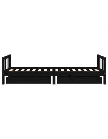 Giroletto Bambini con Cassetti Nero 90x200cm Massello di Pino