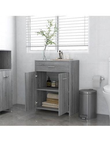 Armadietto Bagno Grigio Sonoma 60x33x80 cm in Legno Multistrato