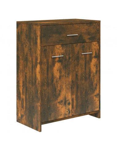 Armadietto Bagno Rovere Fumo 60x33x80 cm Legno Ingegnerizzato