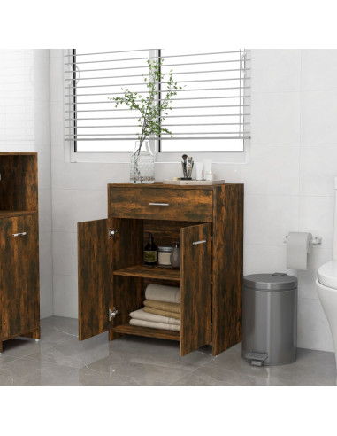 Armadietto Bagno Rovere Fumo 60x33x80 cm Legno Ingegnerizzato