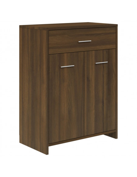 Armadietto Bagno Rovere Marrone 60x33x80cm Legno Ingegnerizzato
