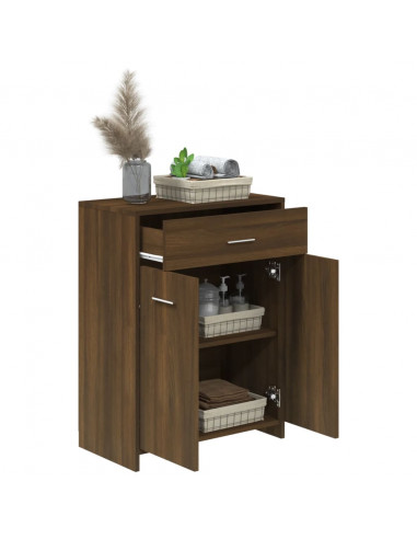 Armadietto Bagno Rovere Marrone 60x33x80cm Legno Ingegnerizzato