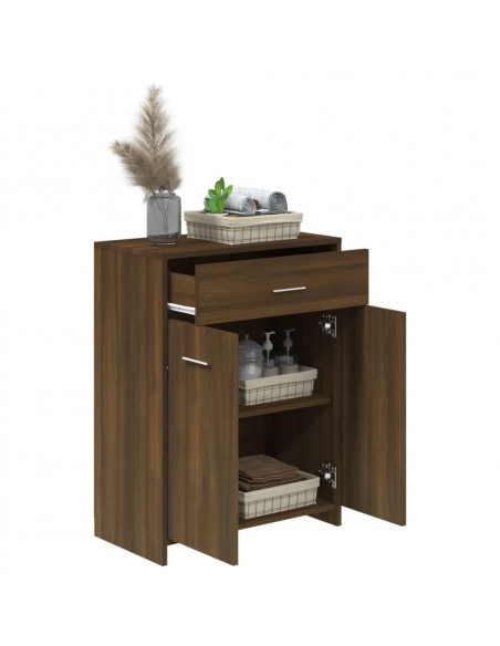 Armadietto Bagno Rovere Marrone 60x33x80cm Legno Ingegnerizzato