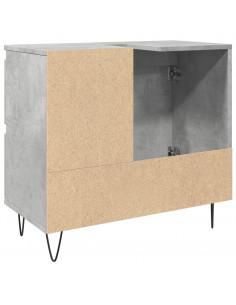 Armadietto da Bagno Grigio Cemento 65x33x60cm in Truciolato 2