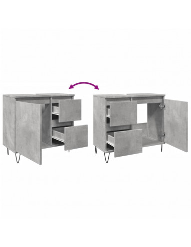 Armadietto da Bagno Grigio Cemento 65x33x60cm in Truciolato