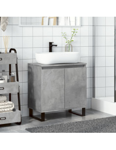Armadietto da Bagno Grigio Cemento 58x33x60cm in Truciolato 2