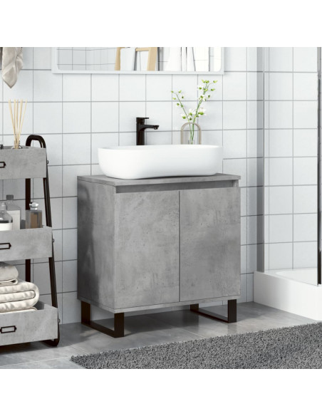 Armadietto da Bagno Grigio Cemento 58x33x60cm in Truciolato