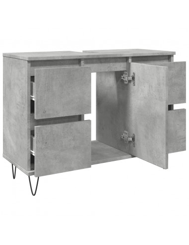 Armadietto da Bagno Grigio Cemento 80x33x60cm in Truciolato