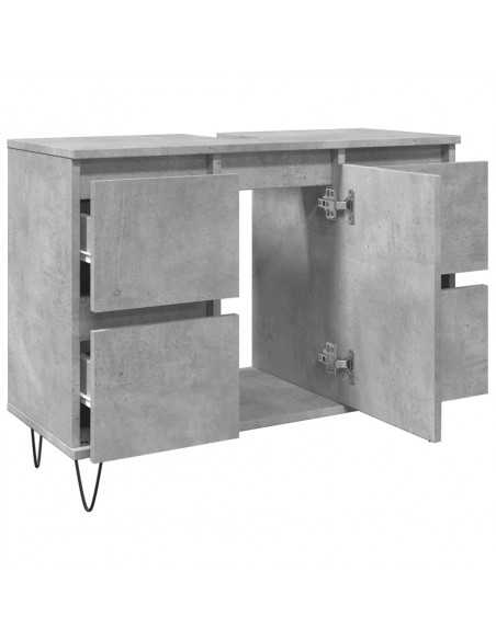 Armadietto da Bagno Grigio Cemento 80x33x60cm in Truciolato