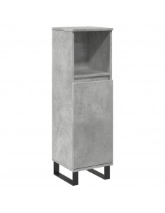 Armadietto da Bagno Grigio Cemento 30x30x100 cm in Truciolato 2