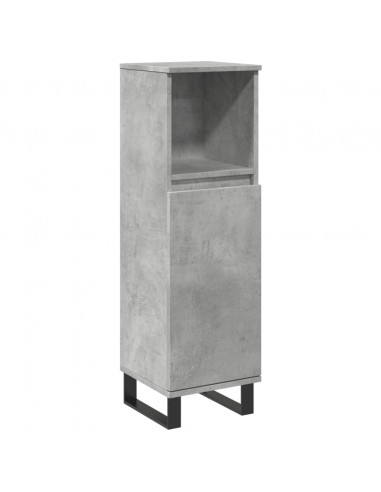 Armadietto da Bagno Grigio Cemento 30x30x100 cm in Truciolato