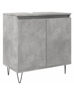 Armadietto da Bagno Grigio Cemento 58x33x60cm Legno Multistrato 2