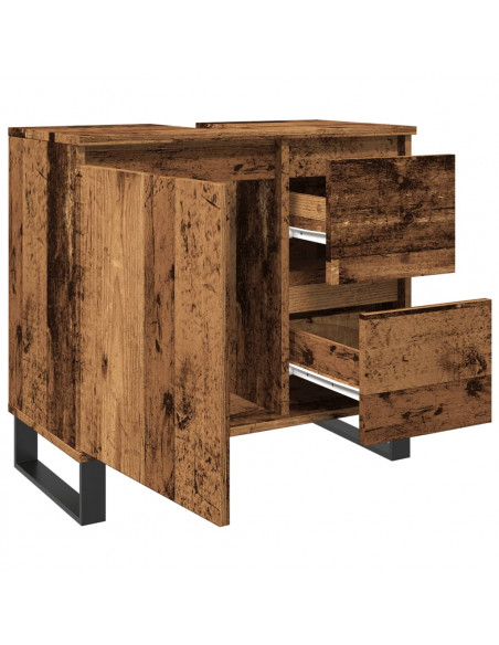 Armadietto da Bagno Legno Antico 65x33x60 cm in Truciolato