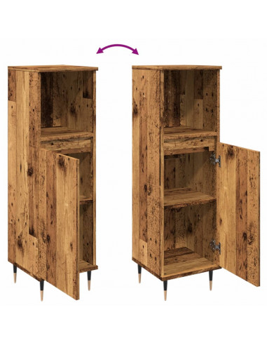 Armadietto da Bagno Legno Antico 30x30x100 cm in Truciolato