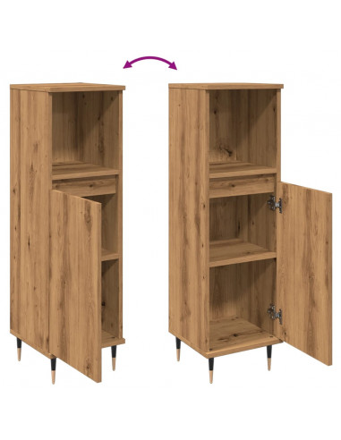 Armadietto da Bagno Rovere Artigianale 30x30x100 cm Truciolato