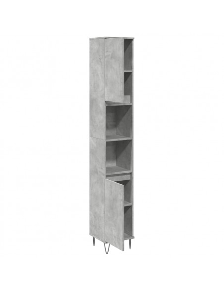 Armadietto Bagno Grigio Cemento 30x30x190 cm Legno Multistrato