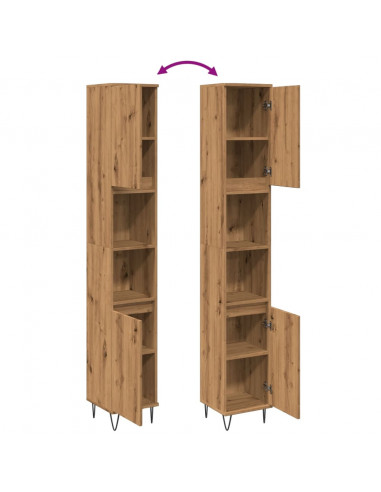 Armadietto Bagno Rovere 30x30x190 cm Legno Multistrato