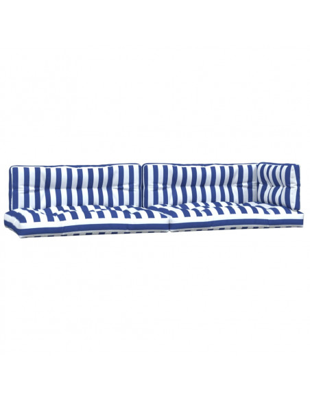 Cuscini per Pallet 5 pz Strisce Blu e Bianche in Tessuto