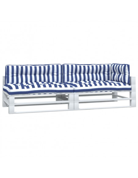 Cuscini per Pallet 5 pz Strisce Blu e Bianche in Tessuto