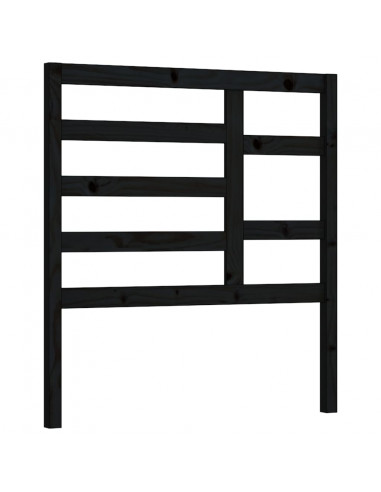Testiera per Letto Nera 81x4x104 cm in Legno Massello di Pino