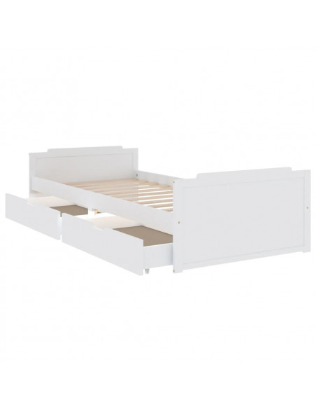 Giroletto Bianco con Cassetti Legno Massello di Pino 90x200cm