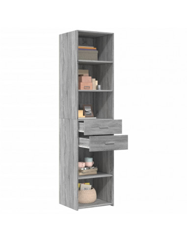 Credenza Grigio Sonoma 45x42,5x185 cm in Legno Multistrato