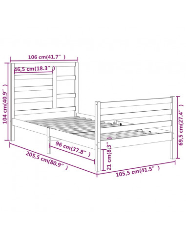 Giroletto Bianco in Legno Massello 100x200 cm