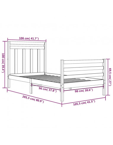 Giroletto Bianco in Legno Massello 100x200 cm