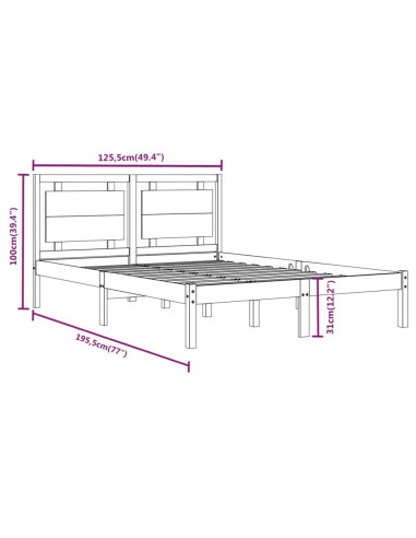 Giroletto Bianco in Legno Massello 120x190 cm Small Double