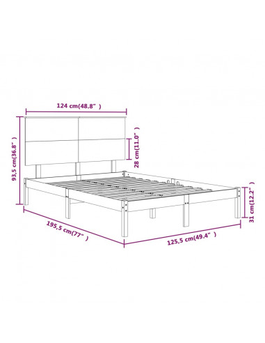 Giroletto Bianco in Legno Massello 120x190 cm Small Double