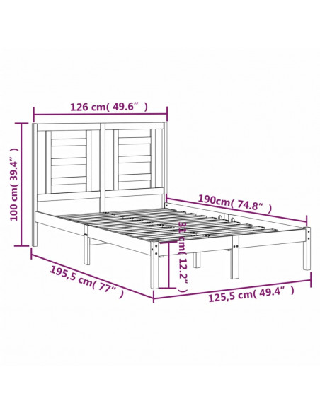 Giroletto Bianco in Legno Massello 120x190 cm Small Double