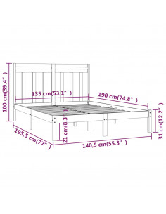 Giroletto Bianco in Legno Massello 135x190 cm Double 2