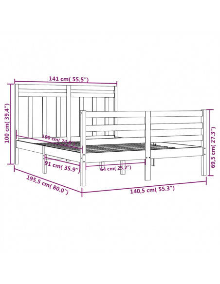Giroletto Bianco in Legno Massello 135x190 cm Double